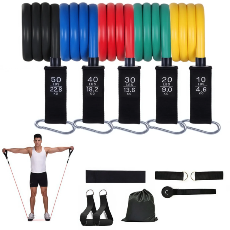 Resistance Bands Set with Handles Gym Exercise Bands Home Workout Kit0