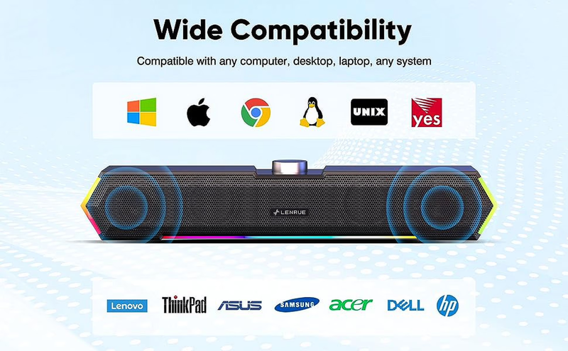 USB C Computer Speakers for Desktop PC Laptop Touch Lights Clear Sound USB5