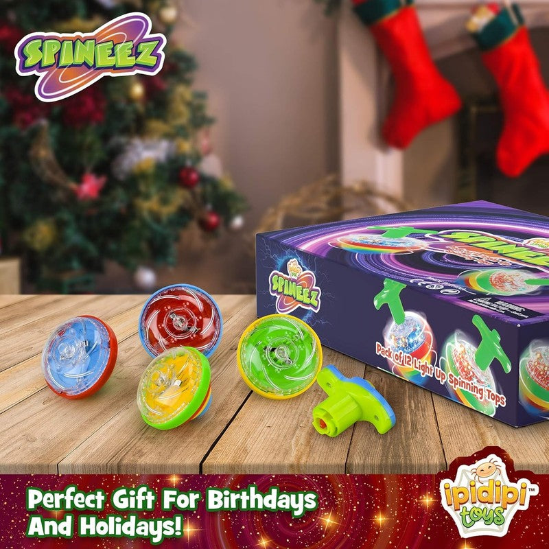 Spineez Light up Spinning Tops – 12-Pack LED Spinner Toys for Kids – Ideal Stock5