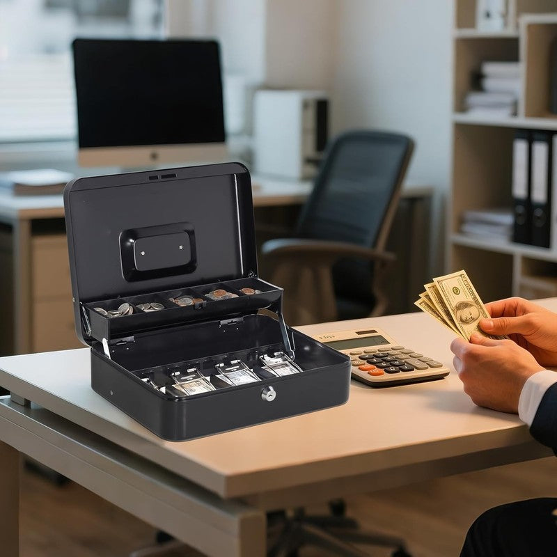 Locking Cash Box with Money Tray and Lock   Safe Box for Cash Saving Key Lock Mo4