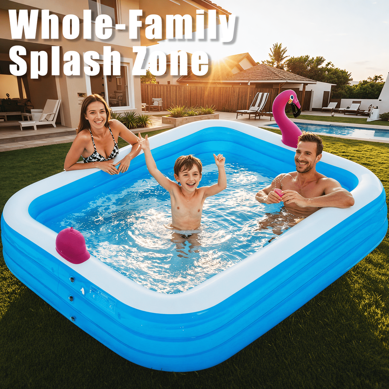 119" X 86" X 21" Inflatable LED Pool with 3 Modes, Electric Pump, Family Blow-Up2