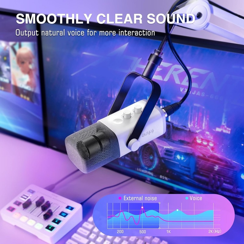 Gaming Mic & Audio Mixer Bundle USB/XLR Streaming Podcast Mixer Kit KS5W2