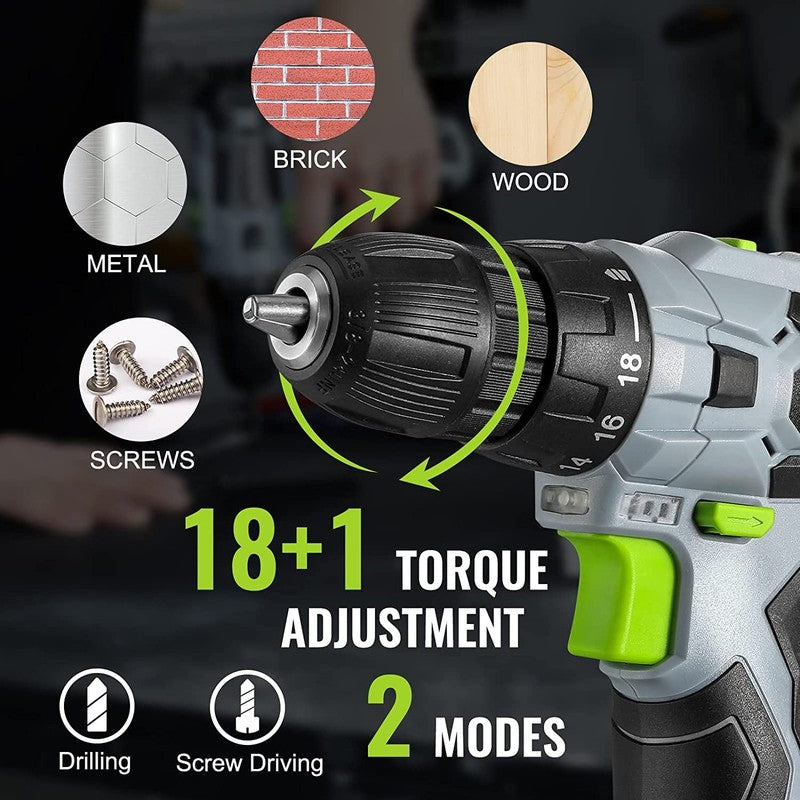 12V Cordless Drill Driver Kit, Power Tool Kit for Home, 61 Piece Hand Tool Set,6