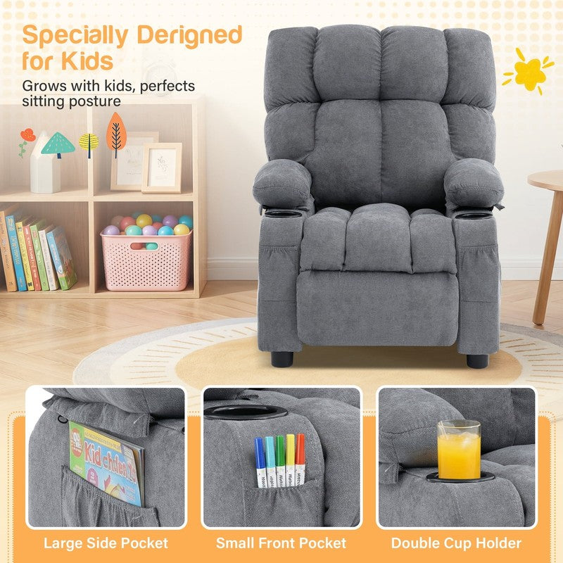 Kids Recliner Chair Push Back Toddler Recliner Children Bedroom Furniture ，Grey5