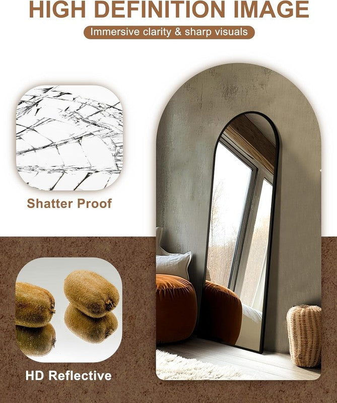 Arched Mirror Full Length,Standing Mirror Full Body,Large Floor with Stand for W2