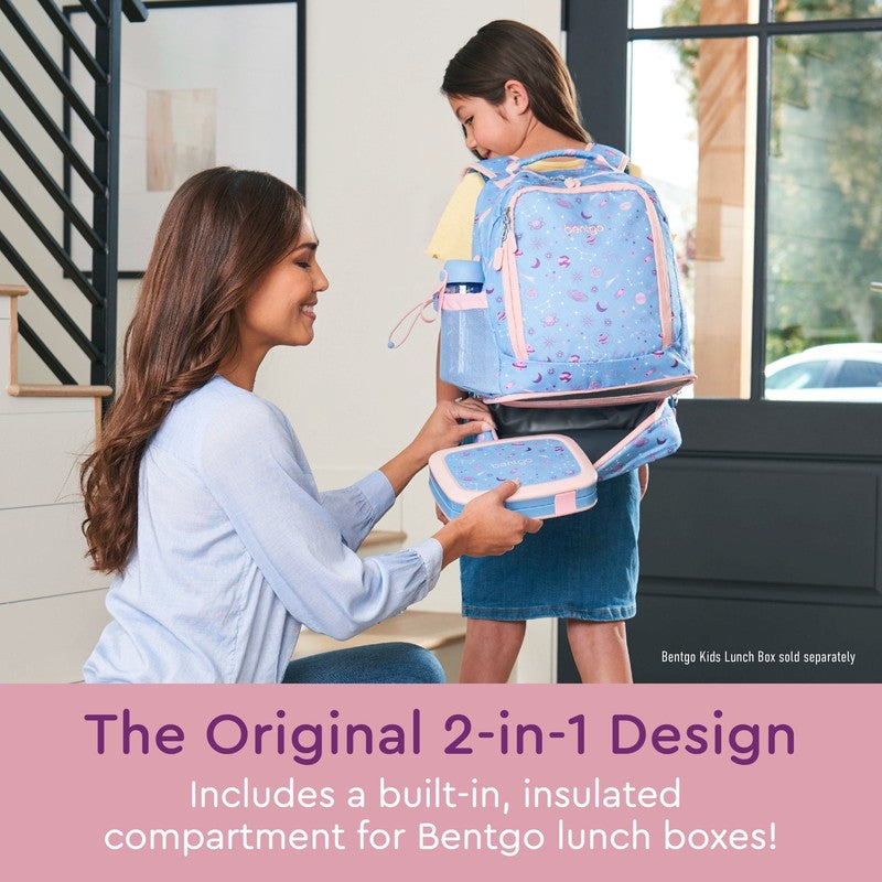 Kids Prints 2 In 1 Backpack & Insulated Lunch Bag   Lavender Purple Galaxy1