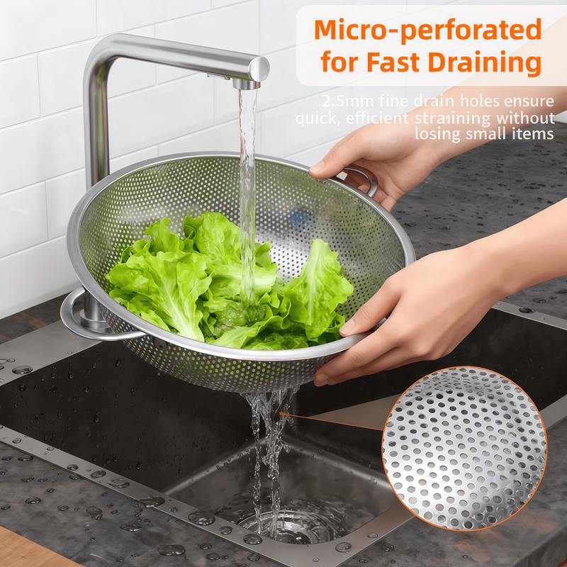 3 Pack Stainless Steel Colander Set (1 3 5Quart), Colanders & Food Strainer, Str2