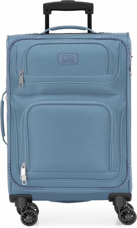 Lightweight Softside Carry On Suitcase 4 Wheel Spinner Luggage Light Blue1
