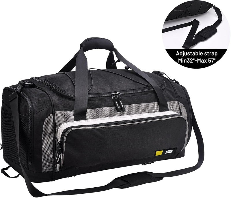 60L Large Gym Duffle Bag w/ Shoe Compartment Lightweight Sports Travel Black4