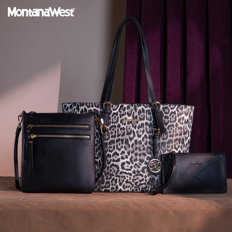 Purses for Women Tote Bag 3Pcs Set Leopard Print Satchel Handbags1