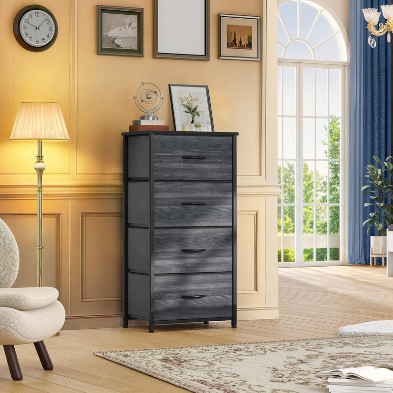 4 Drawers Fabric Dresser for Bedroom, Storage Organizer, Wide Chest of Drawers f1