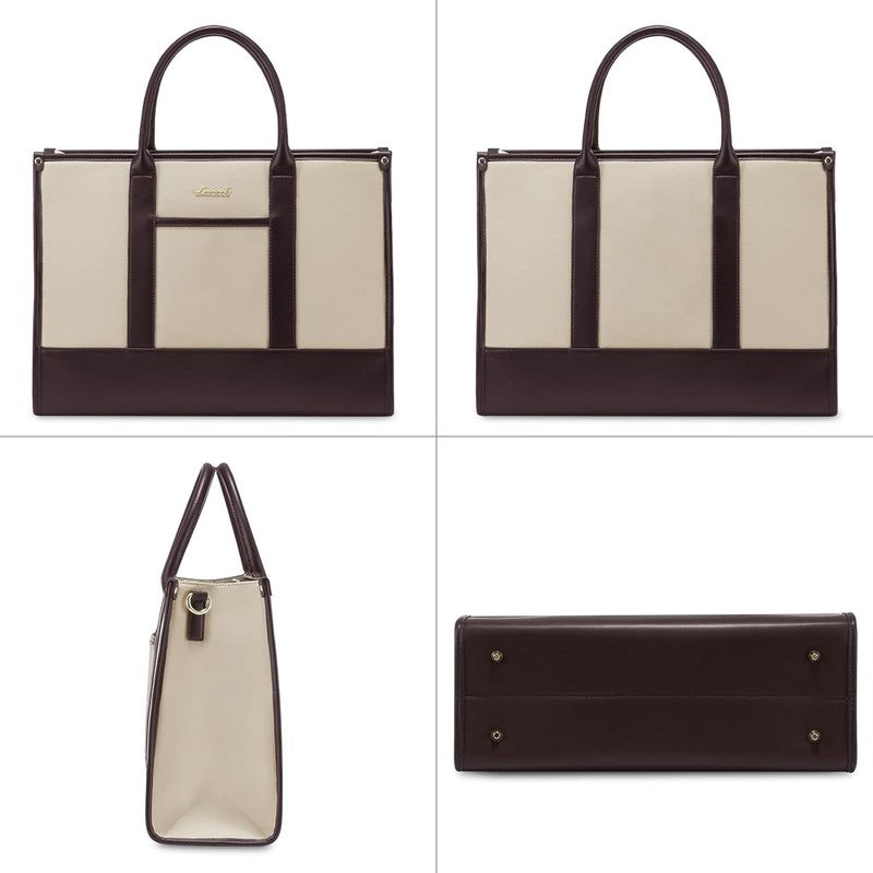 Laptop Tote Bag for Women, Lightweight Pu Leather Work Tote Bag with Clutch Purs7
