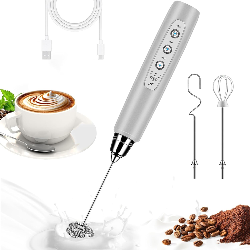 Milk Frother Handheld for Coffee, Electric Whisk 3 Speed Adjustable, Drink Mixer7