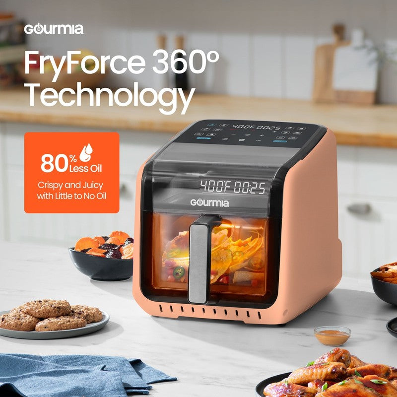 7QT Digital Air Fryer Panoramic View Window 12 Preset Touch Screen Cooker Peach5