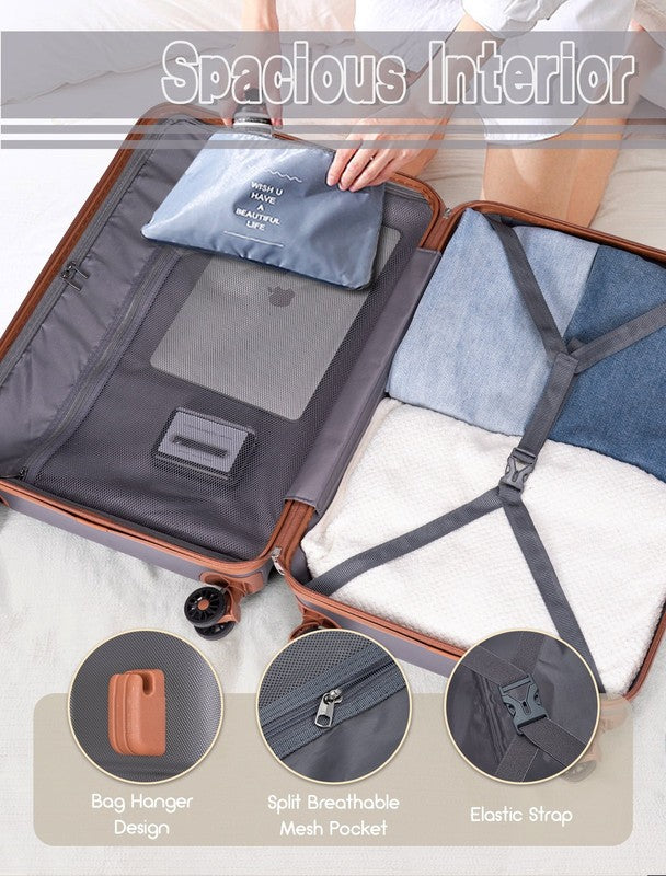 5 Piece Hardside Carry on Luggage Set, 20/24/28 Inch Spinner Suitcase with TSA L5