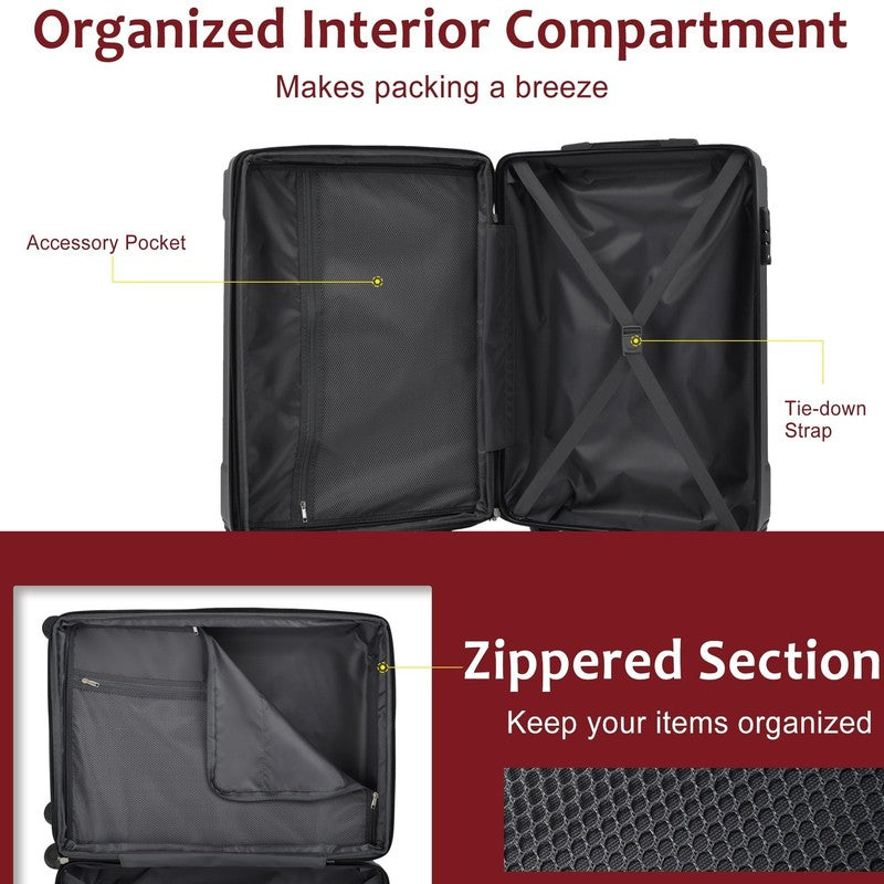 24" Checked Luggage 65L Hardshell Suitcase TSA Lock Spinner Wheels Red7