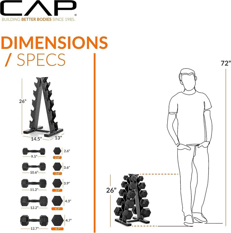 Rubber Coated Dumbbell Set w/ Vertical Rack 100/150/210lb Options4