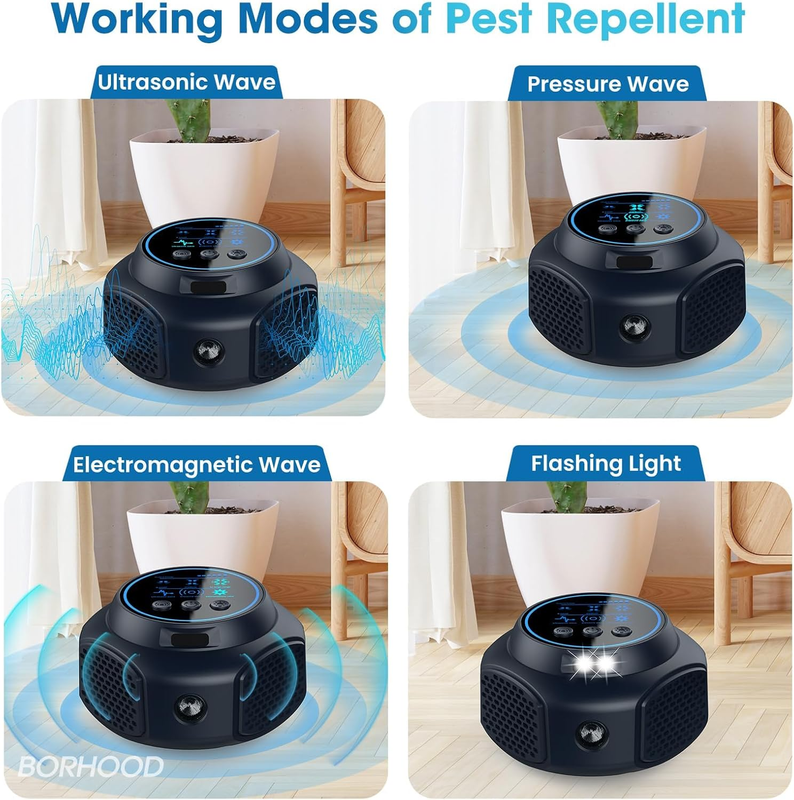 Ultrasonic Pest Repeller Plug In Mouse Rat Roach Spider Control Black3