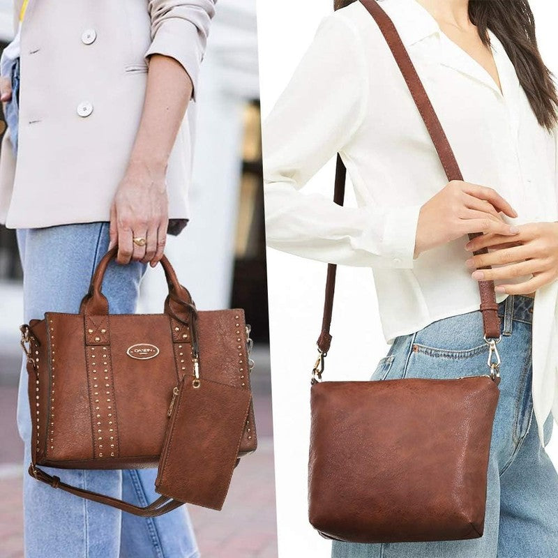 3Pc Women’s Handbag Set Tote Satchel Shoulder Top Handle Purse Wallet1