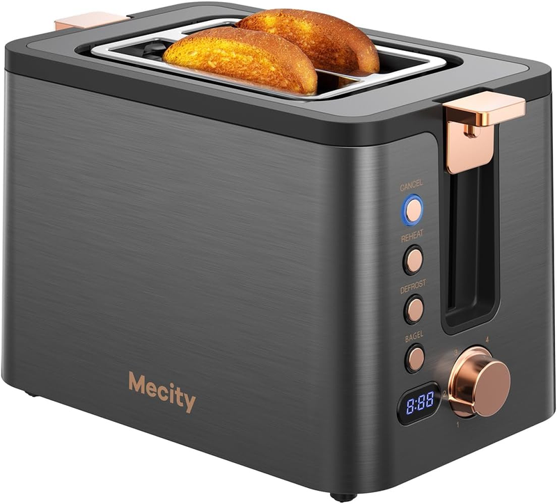 Grey 2-Slice Toaster Stainless Steel - Bagel, Defrost, Reheat, Timer, 6 Shade11