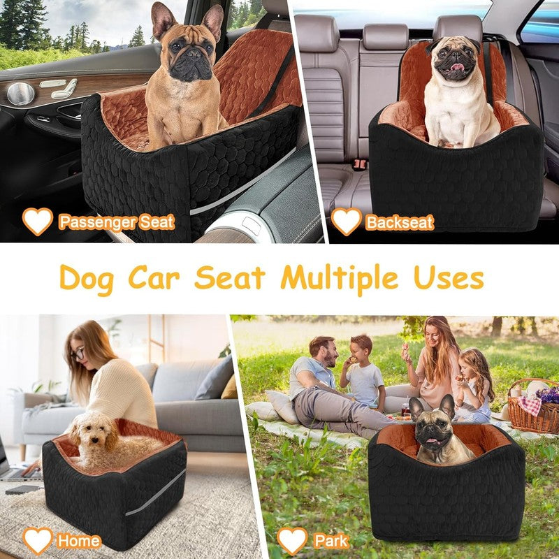 Dog Car Seat Small/Medium Dogs up to 35lbs Foam Washable Cover Black/Red Brown5