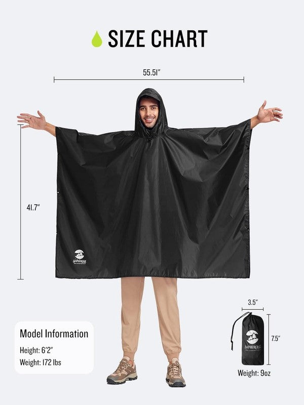 Hooded Rain Poncho Waterproof Raincoat Jacket for Men Women Adults6