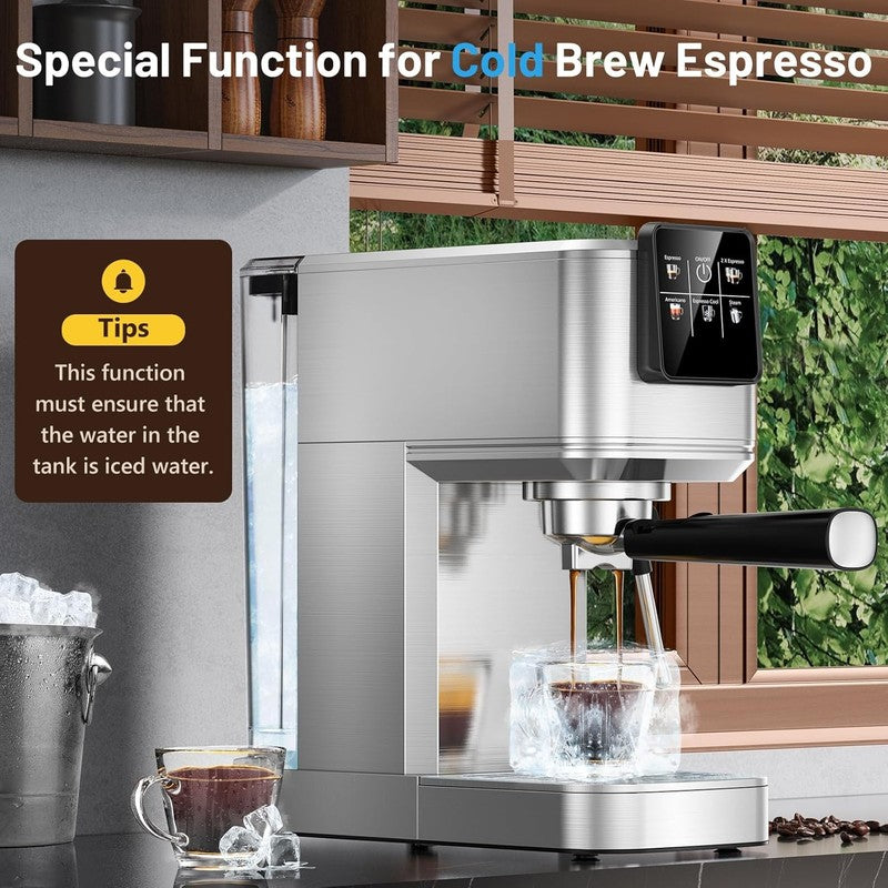 20 Bar Espresso Machine Stainless Steel with Milk Frother Touch Screen4