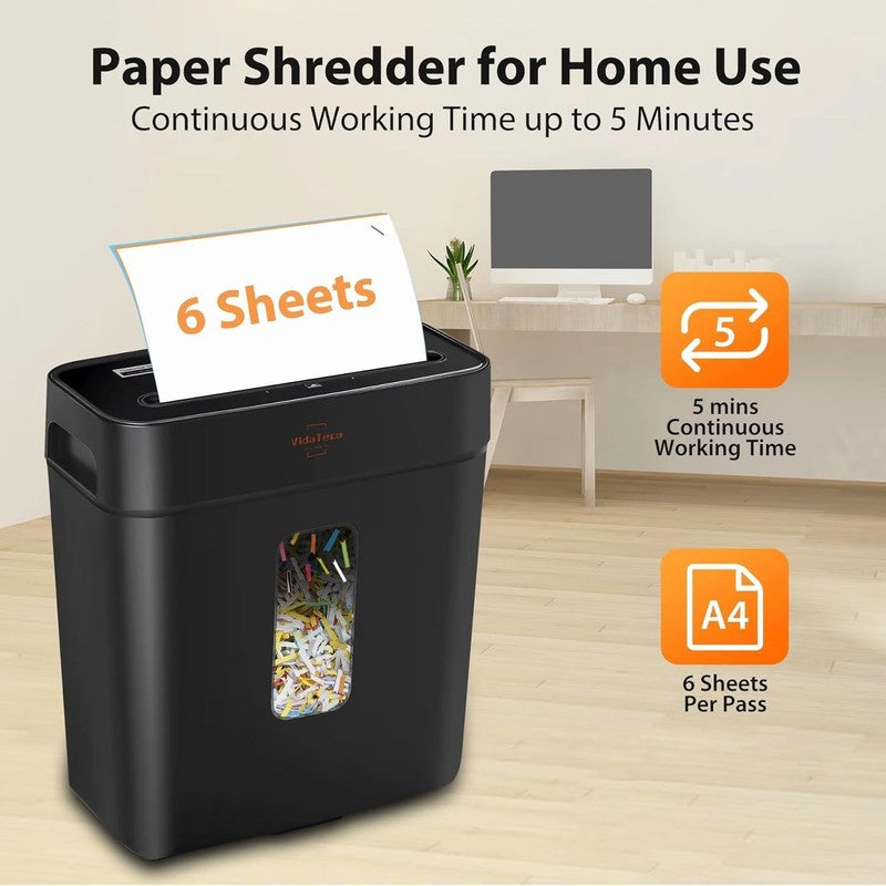 6 Sheet Cross Cut Paper Shredder P 4 Home Office Jam Proof Card/Staple/Clip2