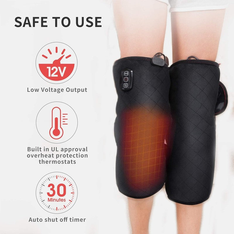 Heated Knee Massager w/ Vibration Heat Pain Relief Knee Pad Pair3