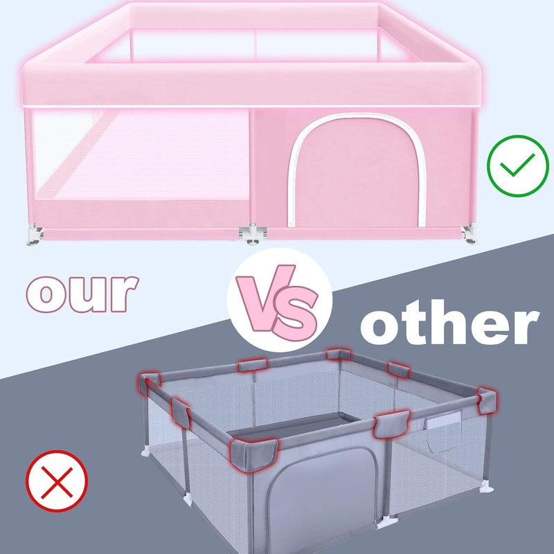 Pink Baby Playpen 50x50 Inch - Indoor/Outdoor Soft Mesh Play Yard for Toddlers6