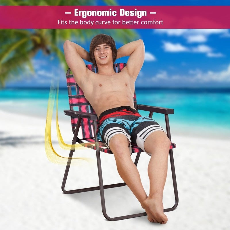 6 Pack Folding Beach Chairs - Portable Camping Lawn Webbing Chairs11