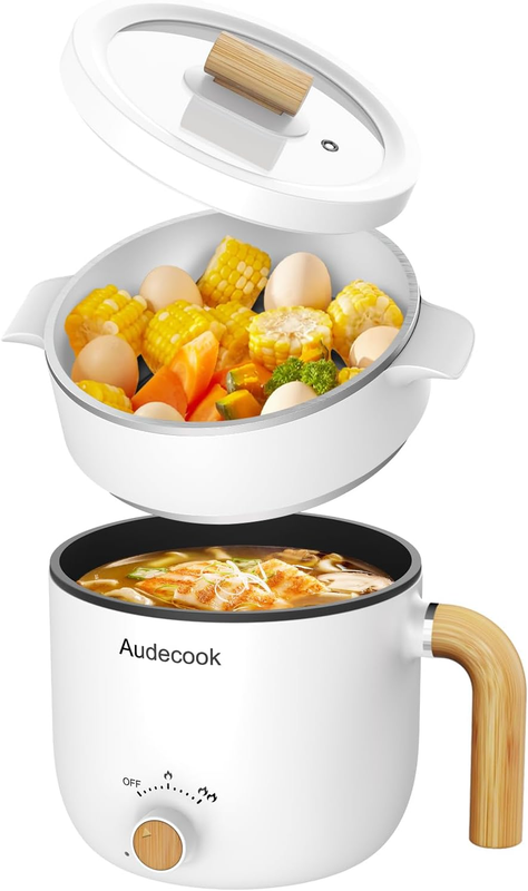 1.5L Electric Hot Pot Steamer Nonstick Noodle Cooker Dual Power Control White9