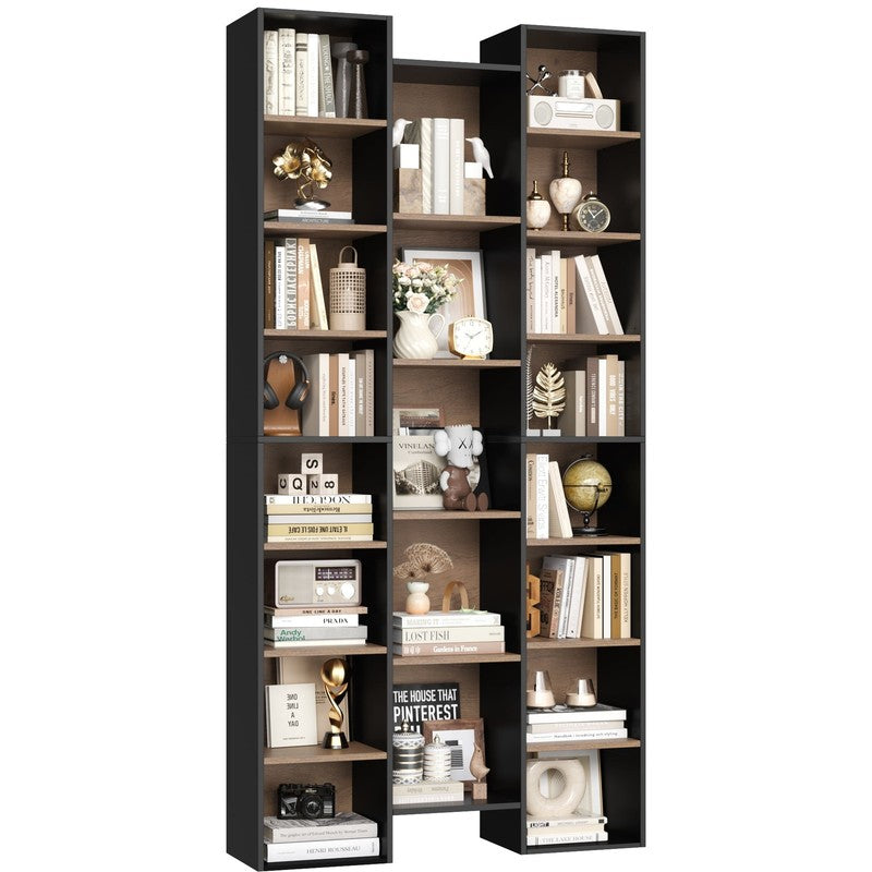 21-Cube Bookcase, 71’’ Tall Wooden Bookshelves with Adjustable Shelves, Triple W4