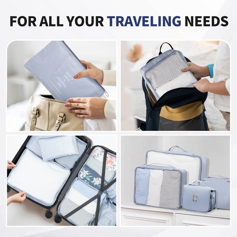 5 Piece Luggage Set with 8 Packing Cubes, Hard Shell Suitcase Set with Spinner W6