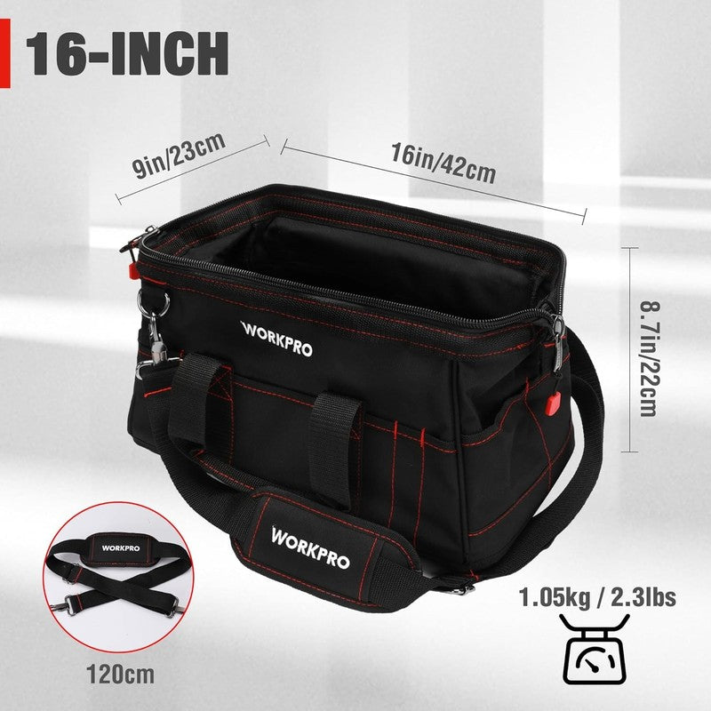 16" Close Top Wide Mouth Tool Bag Waterproof Rubber Base 4
