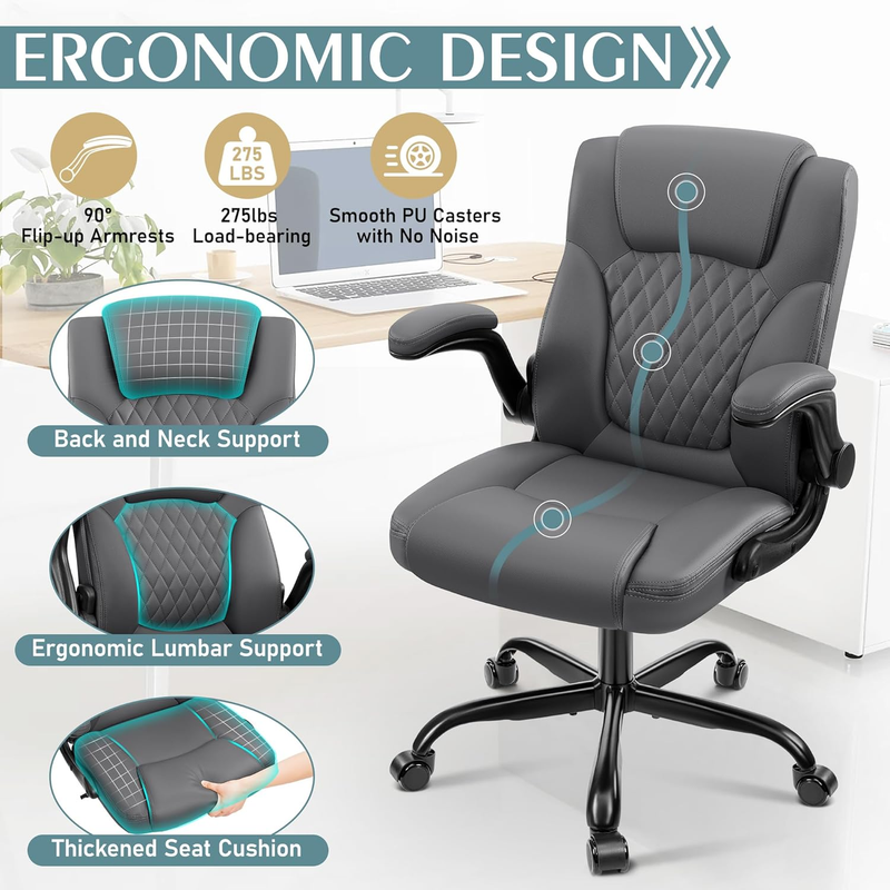 PU Leather Office Chair Ergonomic Swivel Desk Gaming Chair Wheels5