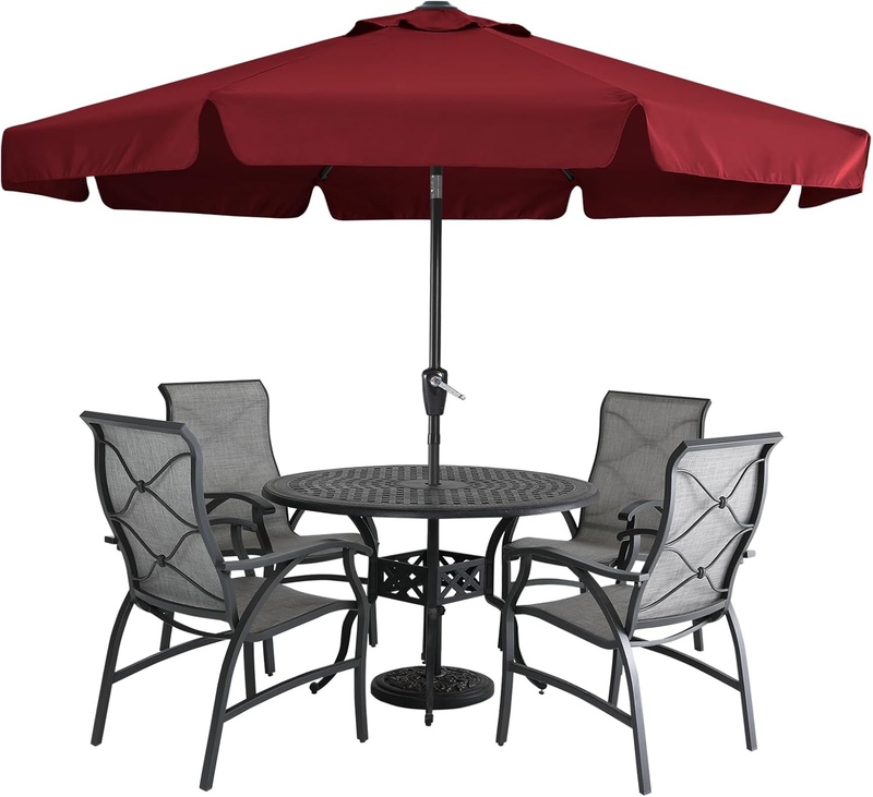 Outdoor Market Umbrella 9FT Crank Tilt 8 Ribs Waterproof Burgundy9