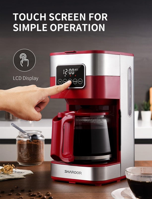 10-Cup Programmable Coffee Maker Drip Machine Strong Brew Auto Shut Off Red1