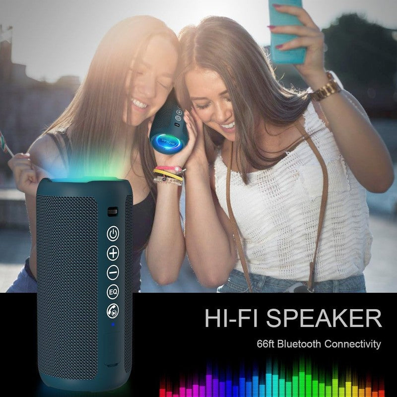 Bluetooth Speaker 24W, IPX7 Waterproof, Deep Bass, LED, 30H Playtime, Blue5