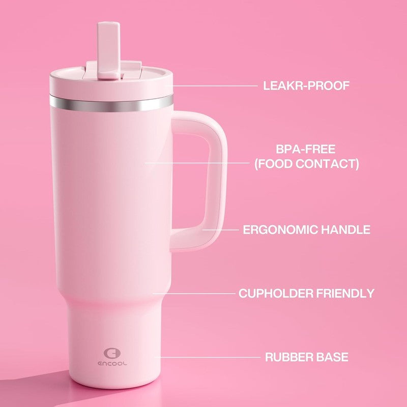 Cotton Candy 40 Oz Stainless Steel Tumbler with Handle & Straw   24H Insulation4