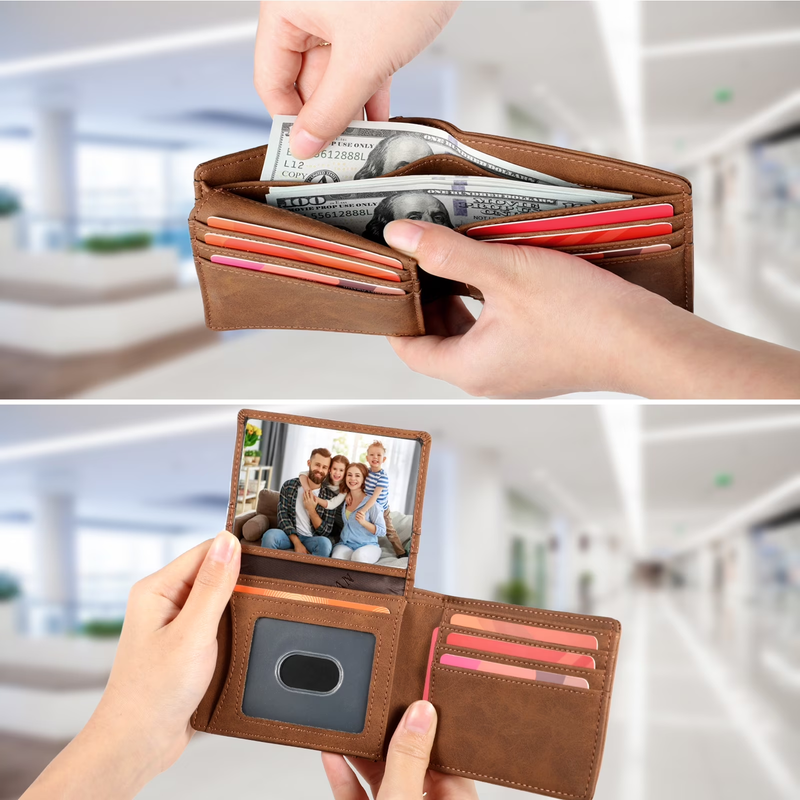 Wallet for Men, Slim Leather Rfid Blocking Mens Wallet with 2 ID Windows, Bifold7