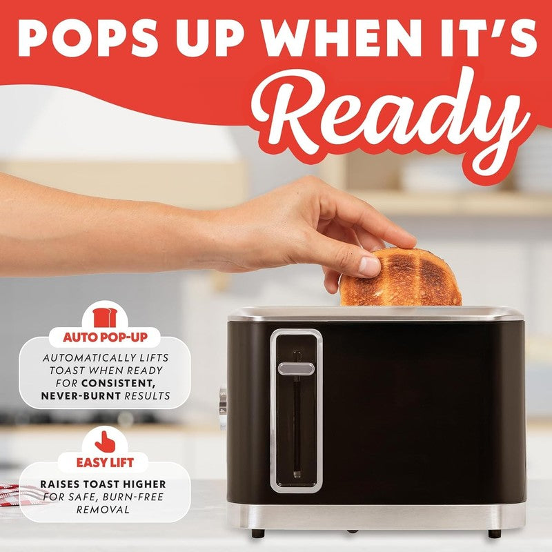 4-Slice Toaster Black Dual Controls Bagel Defrost Reheat 6 Browning Levels4