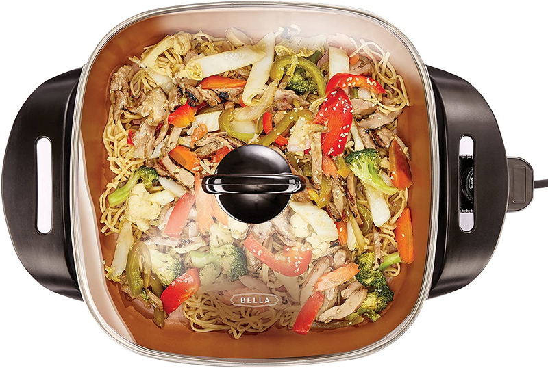 12” Electric Ceramic Titanium Skillet Non Stick Roast Fry Steam Copper/Black8