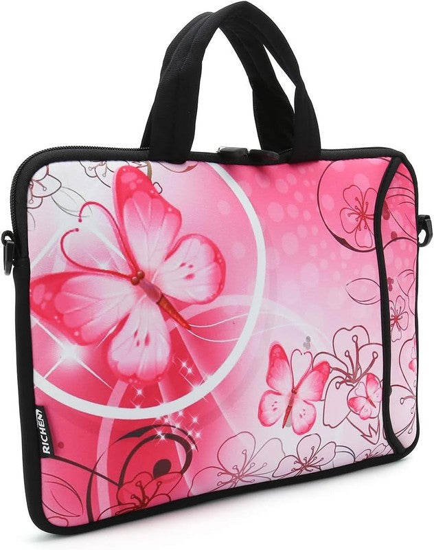 14 15.6 Laptop Sleeve Bag Pink Butterfly Neoprene Carry Case w/ Handle3
