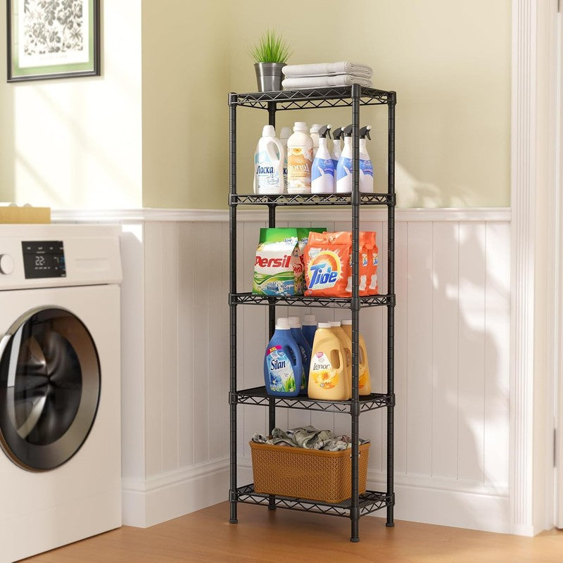 Adjustable 5 Tier Metal Wire Shelving Unit for Kitchen, Closet, Bathroom, Black4