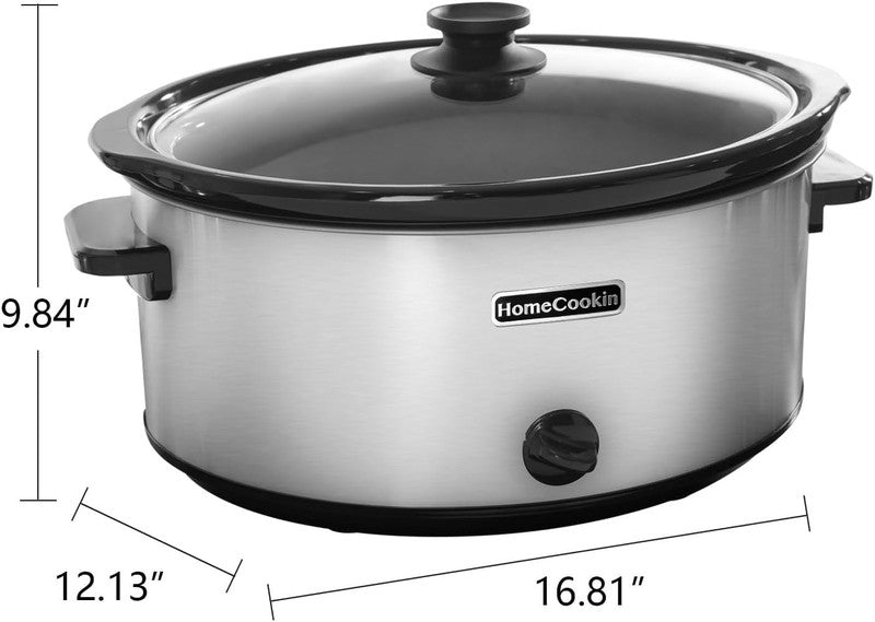 8Qt Slow Cooker Oval Manual Pot 3 Settings Stainless Steel3