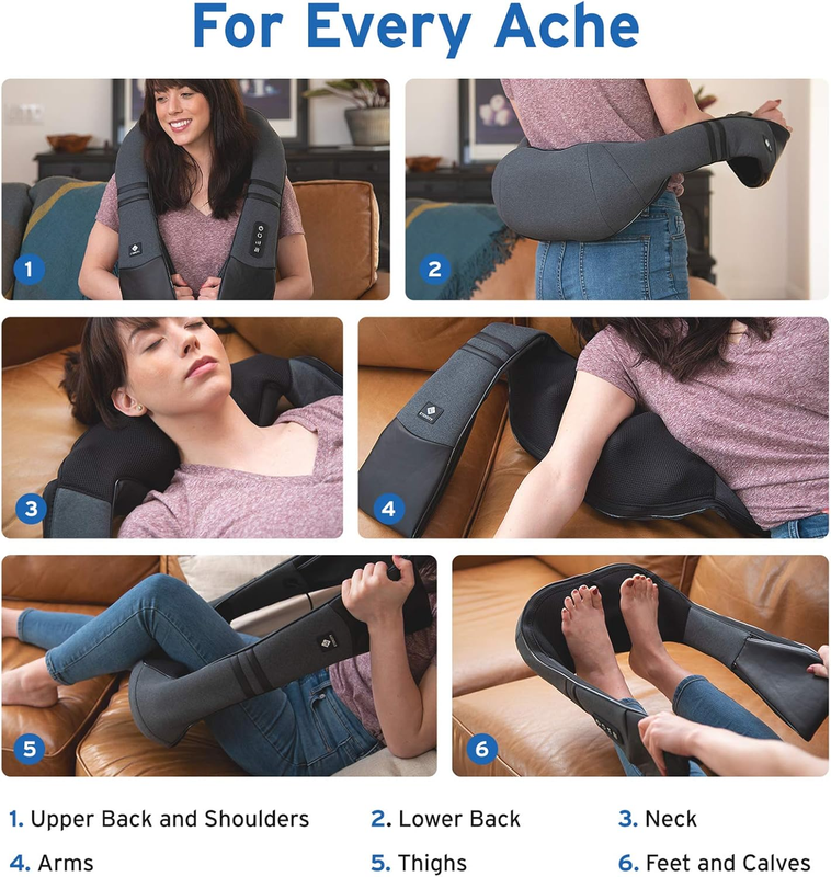FSA Cordless Neck Massager with Heat Shiatsu Deep Tissue Pain Relief4