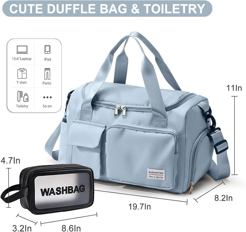 Women Gym Duffle Bag Travel Weekender Carry On w/ Shoe Compartment2
