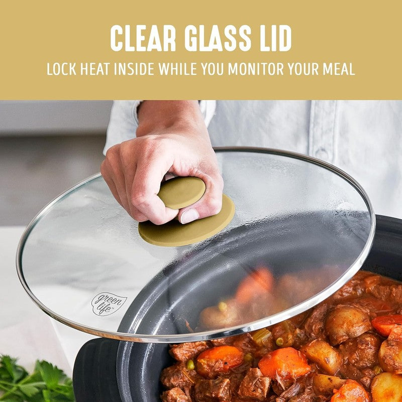 6QT Slow Cooker, Non-Toxic Pfas-Free Ceramic Nonstick Removable Interior Bowl, P8