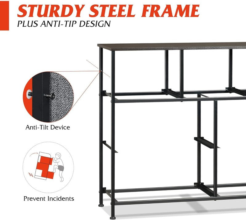 7 Drawer TV Stand Dresser Dark Grey Metal Frame Wood Top Storage Chest7